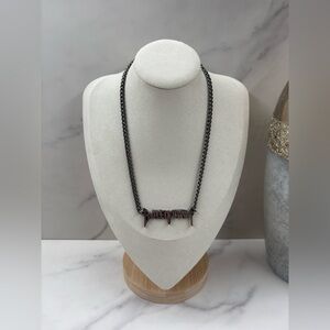 🔥BALENCIAGA•Gunmetal Typo Adjustable Necklace